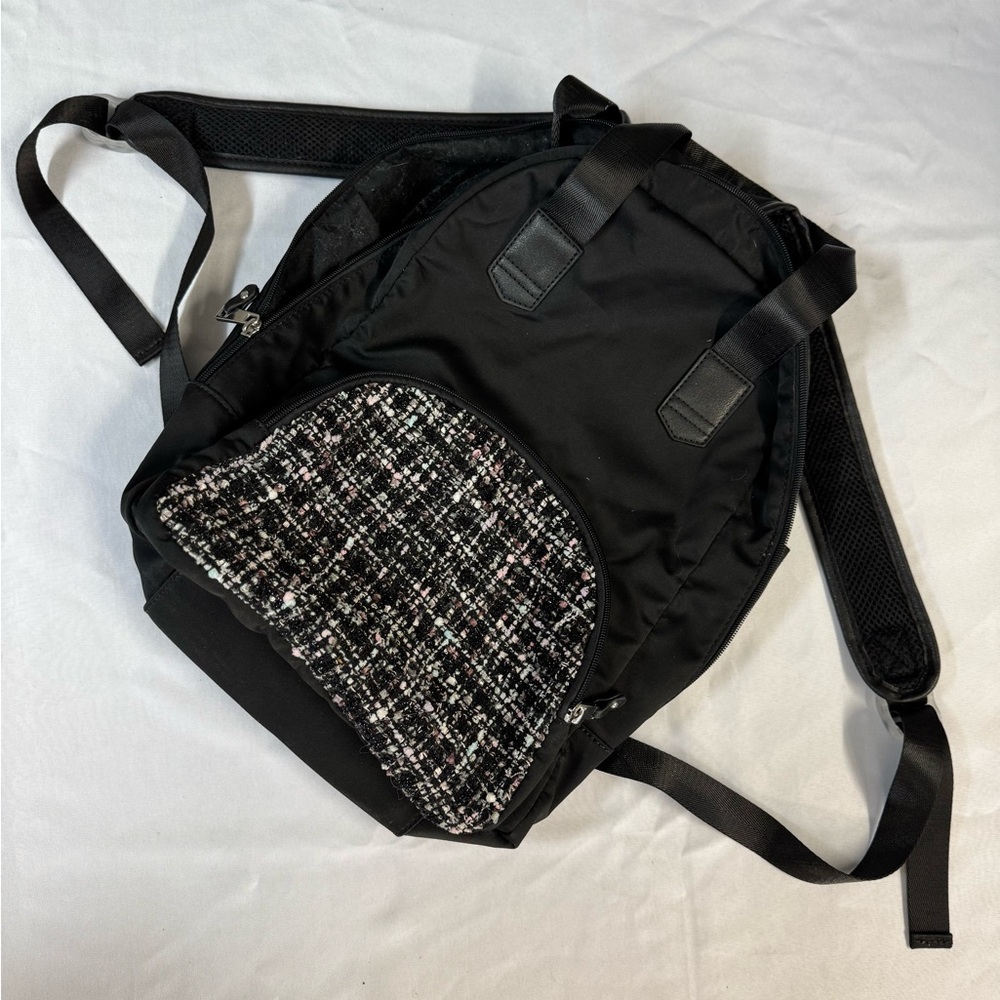 Stylish Black Tweed Backpack
